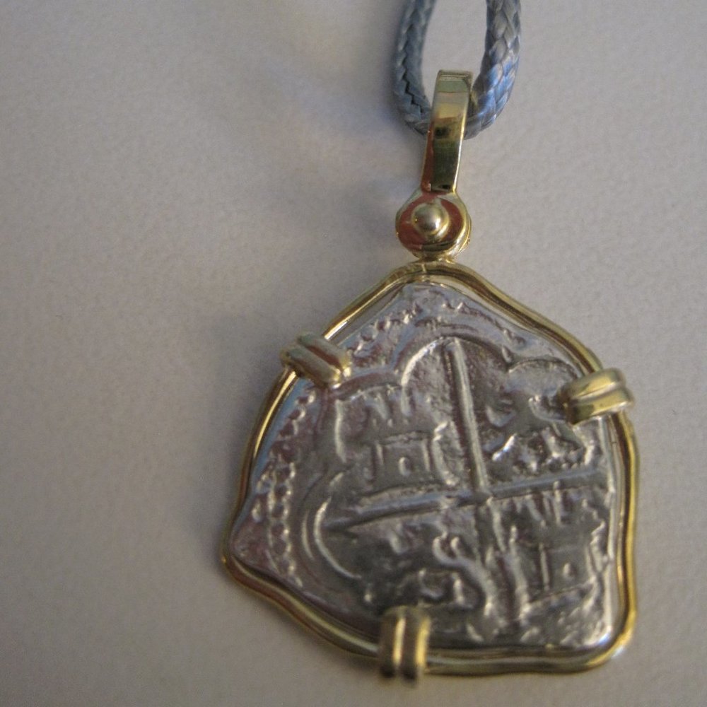Atocha Silver Coin Pendant with Gold NWOT